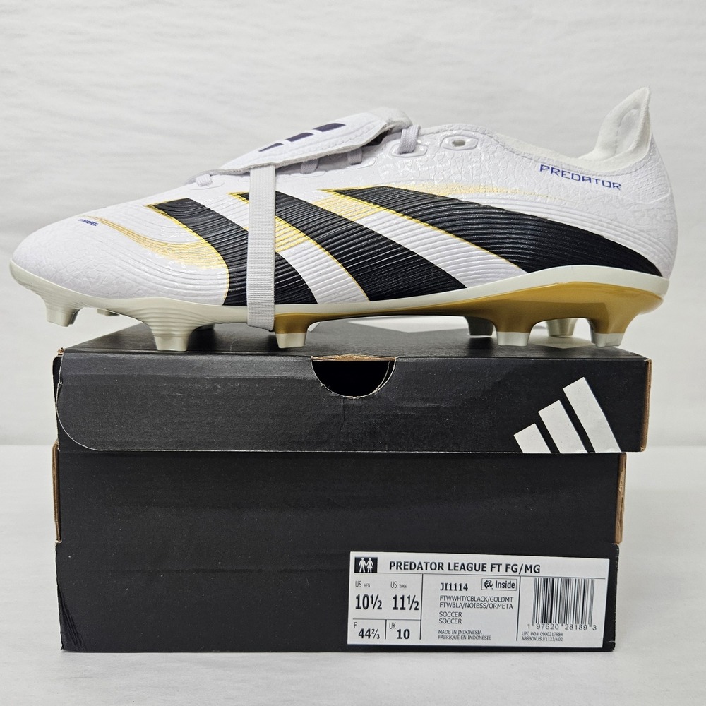 Adidas Predator League FT FG/MG Soccer Cleats JI1114 White Black Men Size 10.5